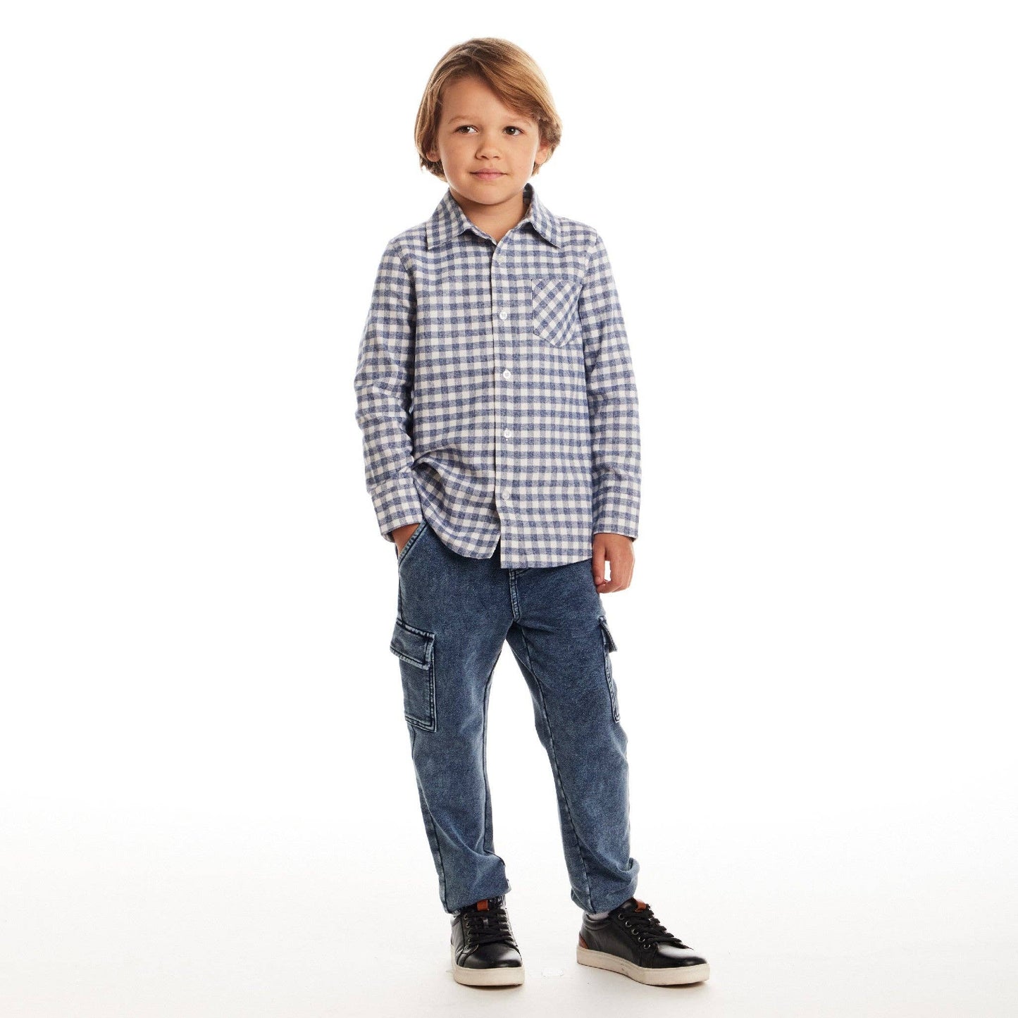 Kids Buttondown Denim Jogger Set | Andy & Evan