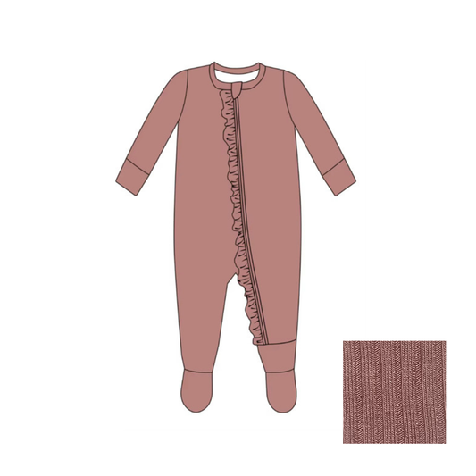 Dark Rose Ruffle Footie Romper | Emi Lei