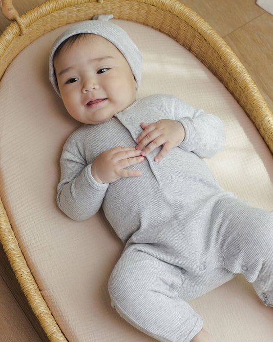 Ribbed Baby Jumpsuit - Dusty Blue | Quincy Mae