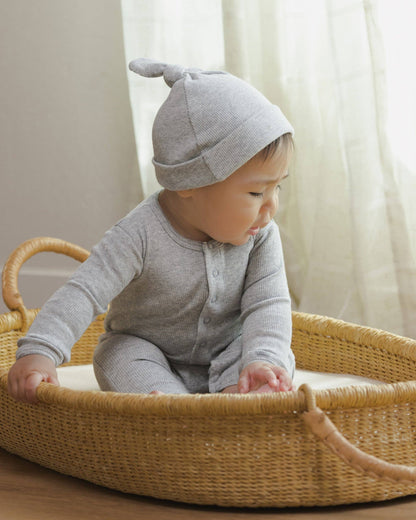 Ribbed Baby Jumpsuit - Dusty Blue | Quincy Mae