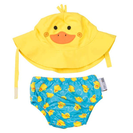 Puddles the Duck Swim Diaper & Sun Hat Set | ZOOCCHINI