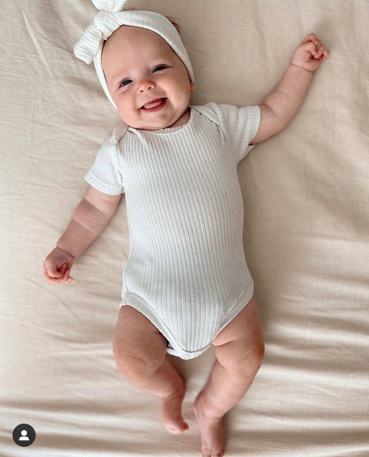 Organic Short Sleeve Ribbed Bodysuits (Various Colors) | Little Organic Co.