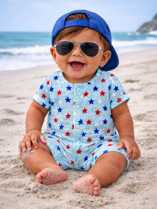 Blue Splendid Stars Muslin Shortall | Siix Collection