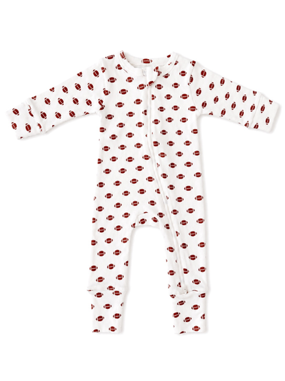Football Pointelle Zip Romper | Siix Collection