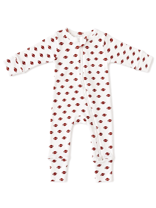 Football Pointelle Zip Romper | Siix Collection