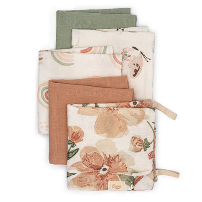 Parker Pink Floral 5-pc. Baby Wash Cloth Set | Crane Baby