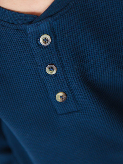 Navy Waffle Henley Tee | RuffleButts + RuggedButts