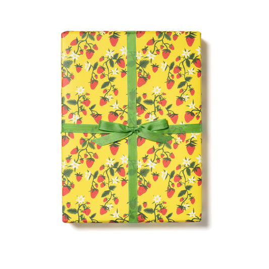 Strawberry Patch Wrapping Paper | Red Cap Cards