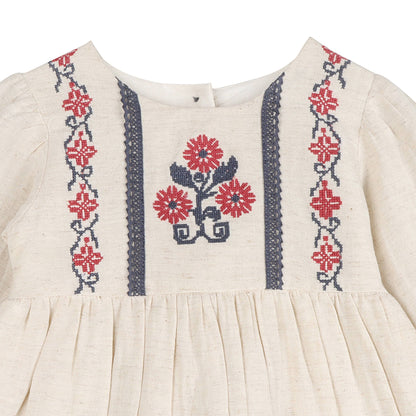 Eileen Embroidered Floral Dress & Bloomer Set | Viverano Organics