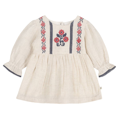 Eileen Embroidered Floral Dress & Bloomer Set | Viverano Organics