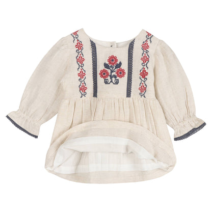 Eileen Embroidered Floral Dress & Bloomer Set | Viverano Organics