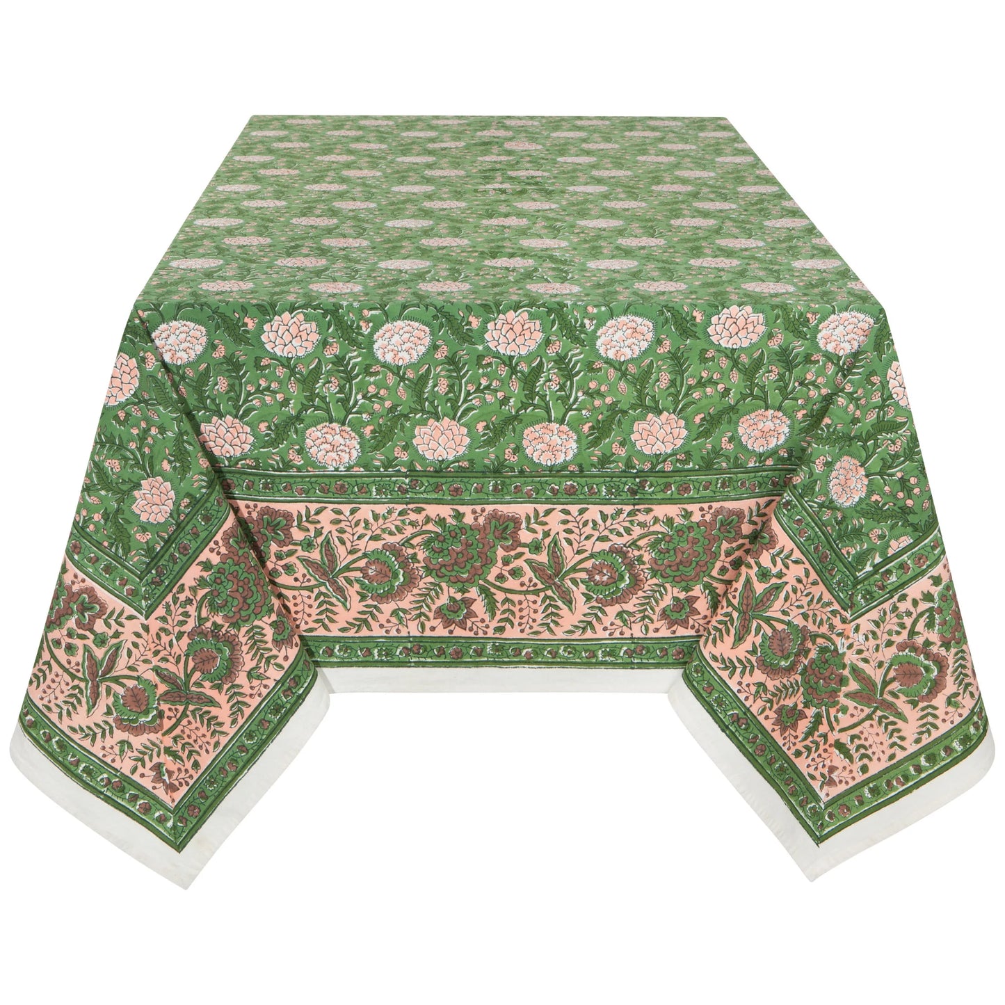 Block Print Peony Tablecloth | Danica Heirloom