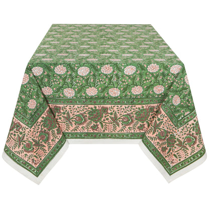 Block Print Peony Tablecloth | Danica Heirloom