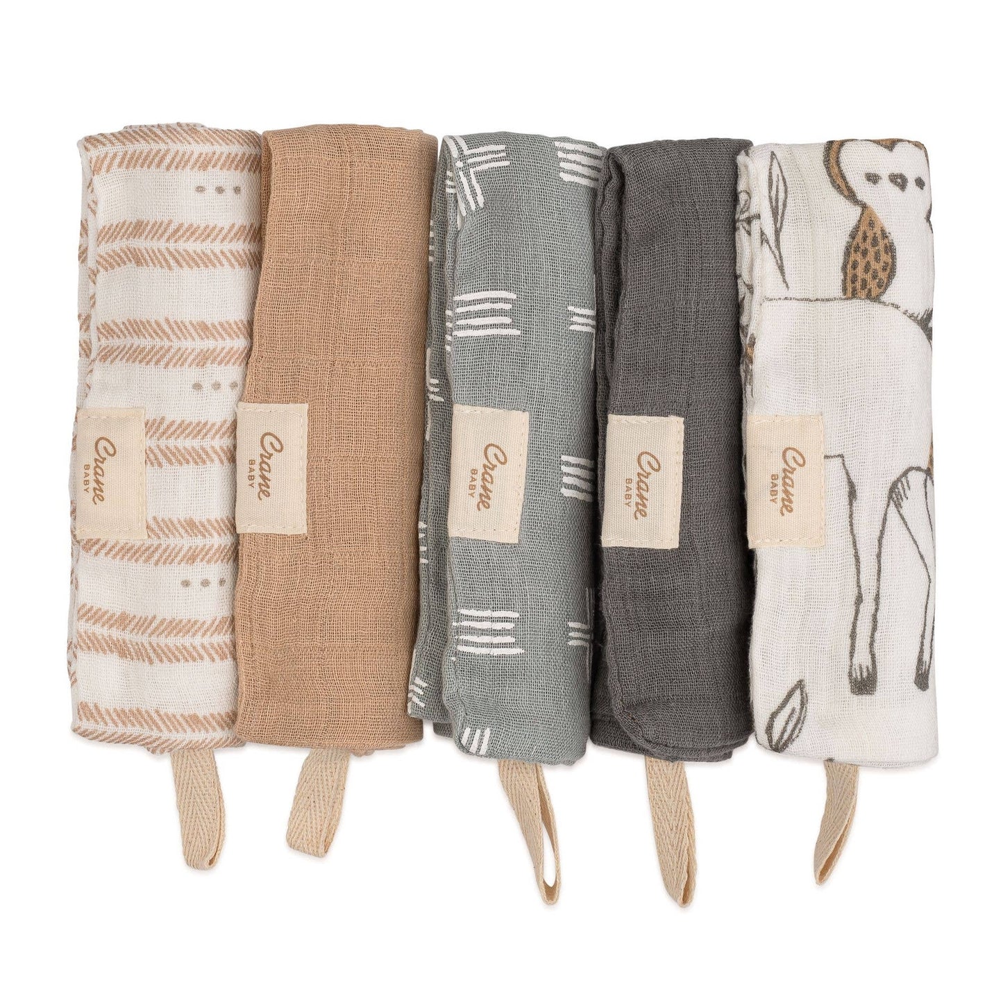 Ezra Woodland Animal 5-pc. Wash Cloth Set | Crane Baby