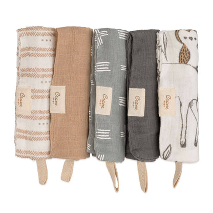 Ezra Woodland Animal 5-pc. Wash Cloth Set | Crane Baby