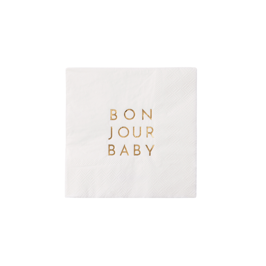 Bonjour Baby White Cocktail Napkins | Bonjour Fête