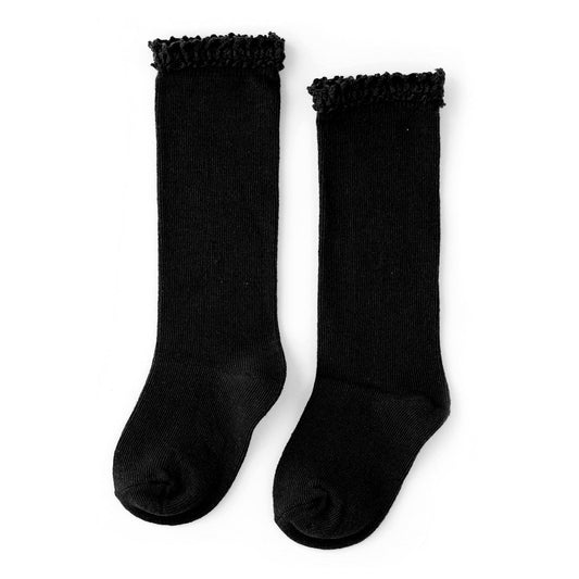 Black Lace Top Knee High Socks | Little Stocking Co.