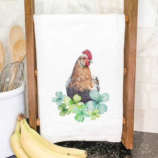 Chicken with Clovers Towel | Indigo Tangerine
