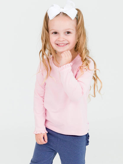 Pink Ruffle Sleeve Top | RuffleButts + RuggedButts