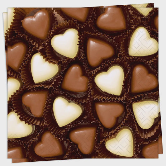 Chocolate Hearts Beverage Napkin | Paper Design