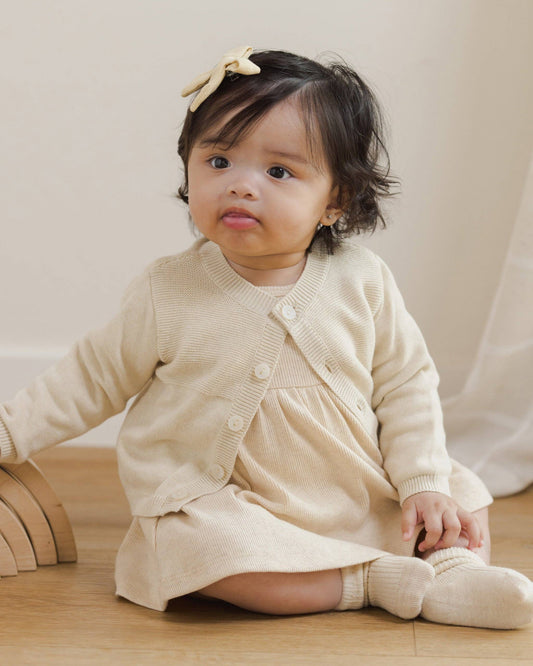 Knit Cardigan - Heathered Natural | Quincy Mae