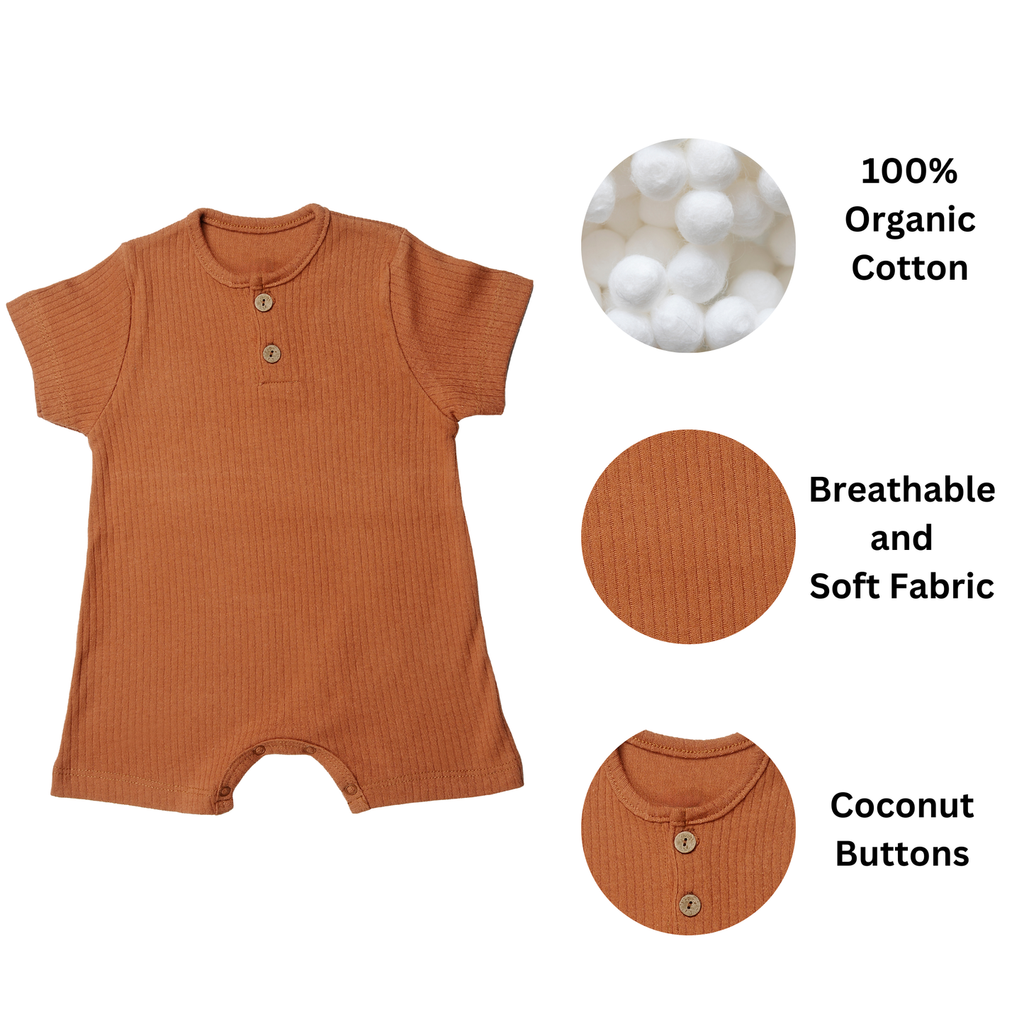 Brown Baby Shortall Romper | Himmelberg Baby