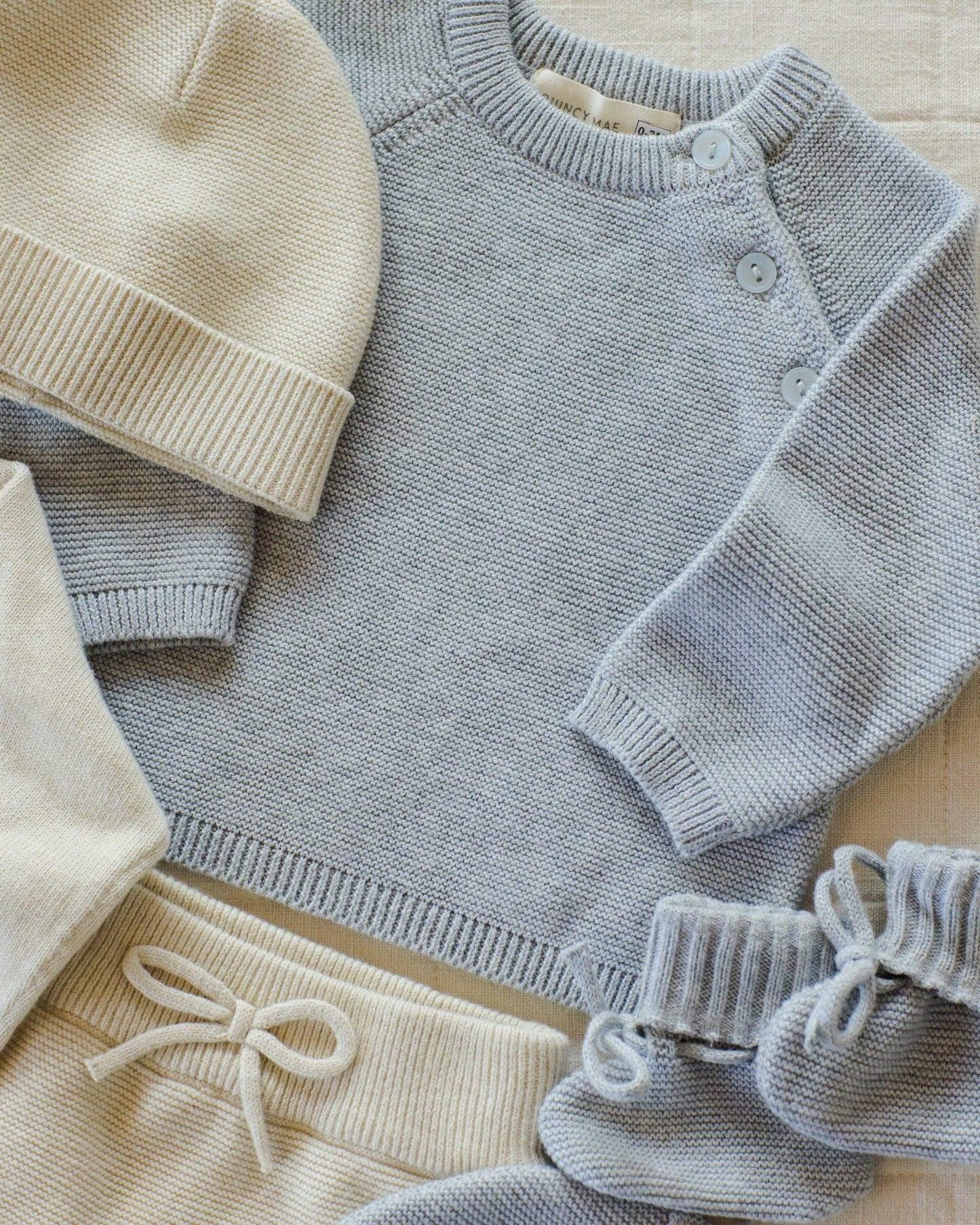 Bailey Knit Sweater - Heathered Dusty Blue | Quincy Mae