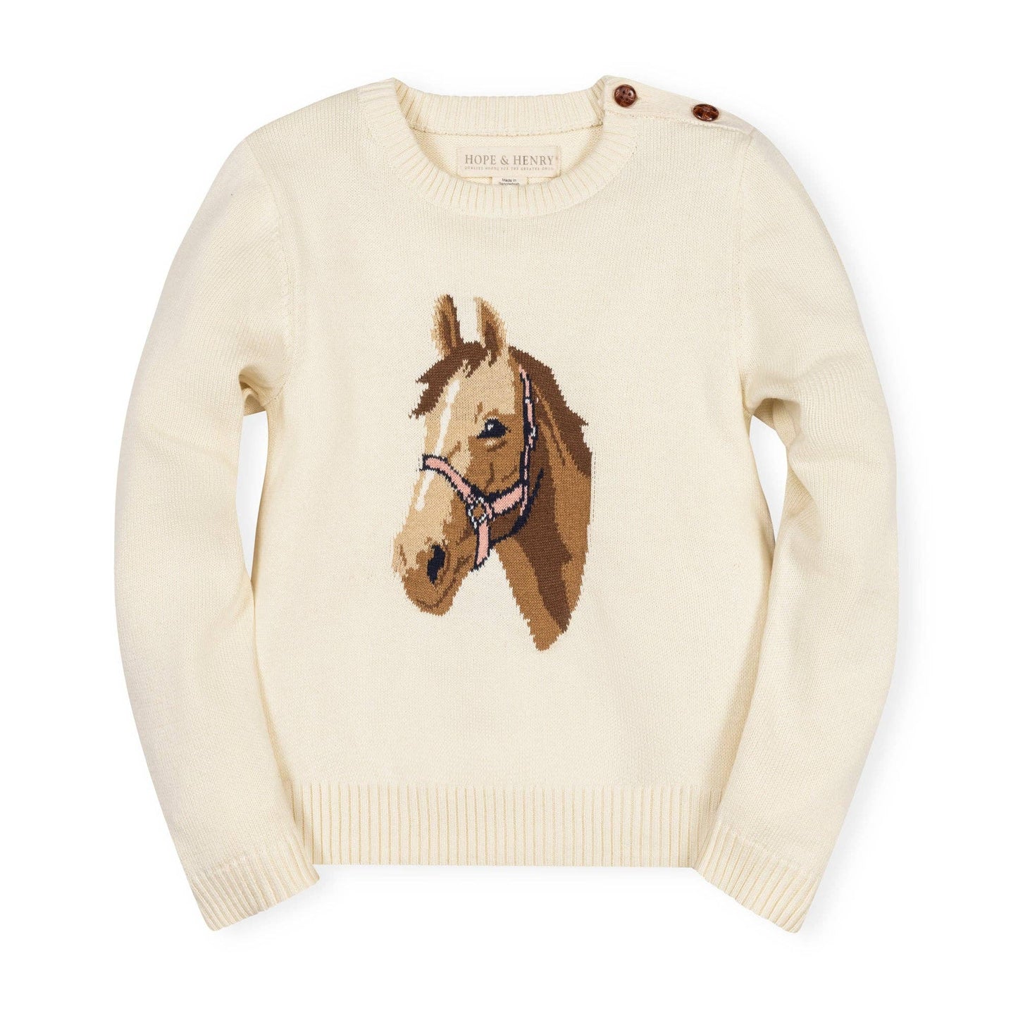 Ivory Organic Horse Intarsia Sweater | Hope & Henry