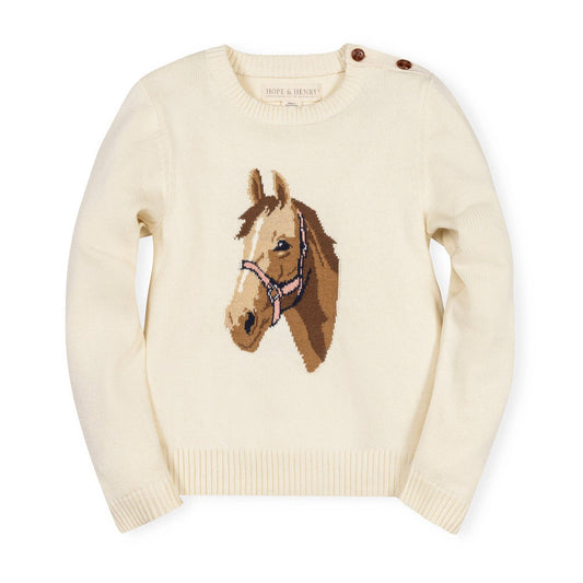 Ivory Organic Horse Intarsia Sweater | Hope & Henry
