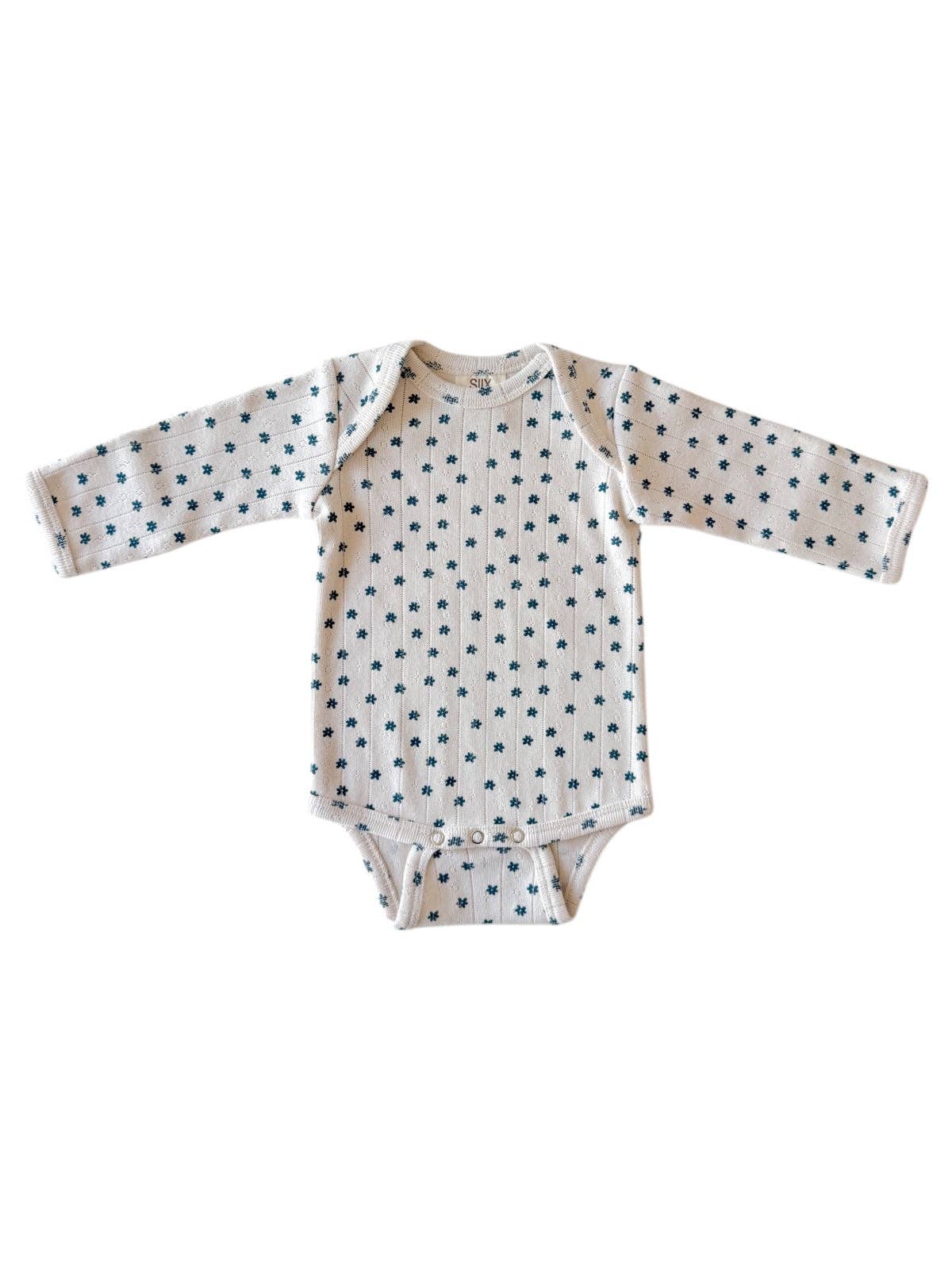 Blue Flower Pointelle Bodysuit | Siix Collection