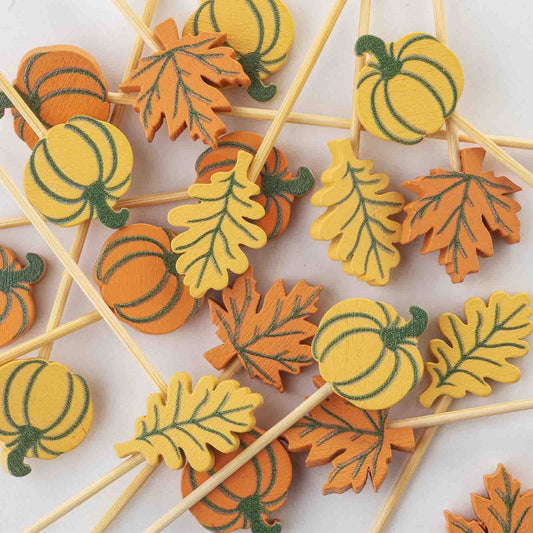 Leaves & Pumpkins Decorative Picks - 4.5" | TableCraft