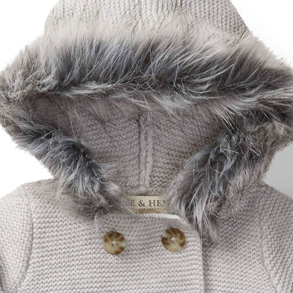 Grey Faux Fur Hooded Sweater Set | Hope & Henry