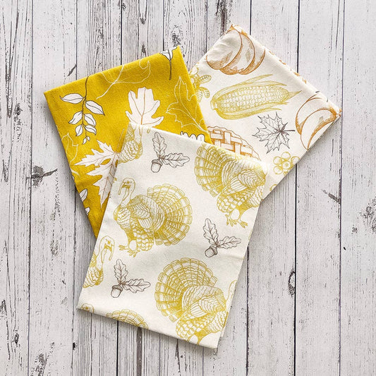 Thanksgiving Floursack Kitchen Towel - Set of 3 | Mahogany