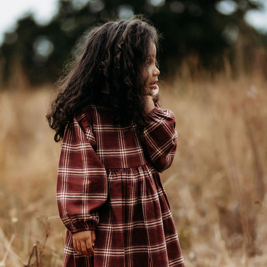 Plaid Flannel Puff Sleeve Dress | City Mouse Studio