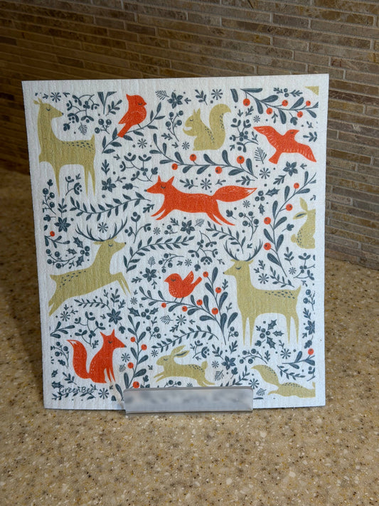 Forest Animals Swedish Dishcloth | Green Bee Towels