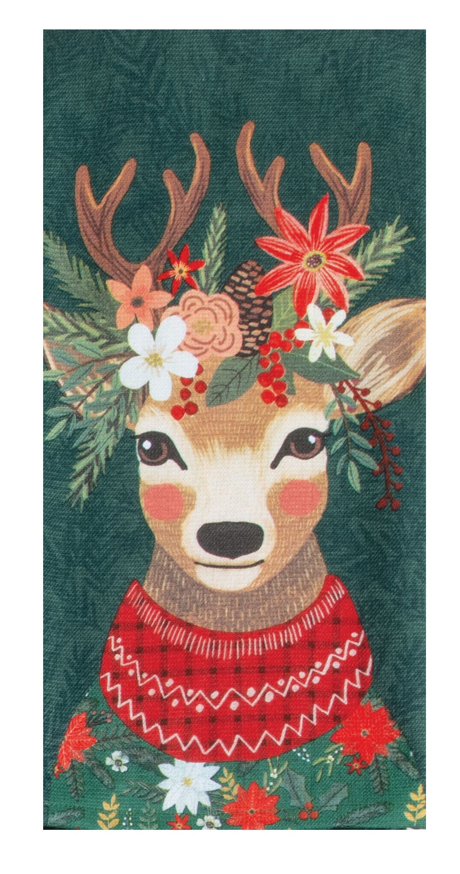 Holiday Floral Deer Towel | Kay Dee Designs