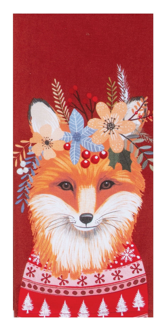 Holiday Floral Fox Towel | Kay Dee Designs