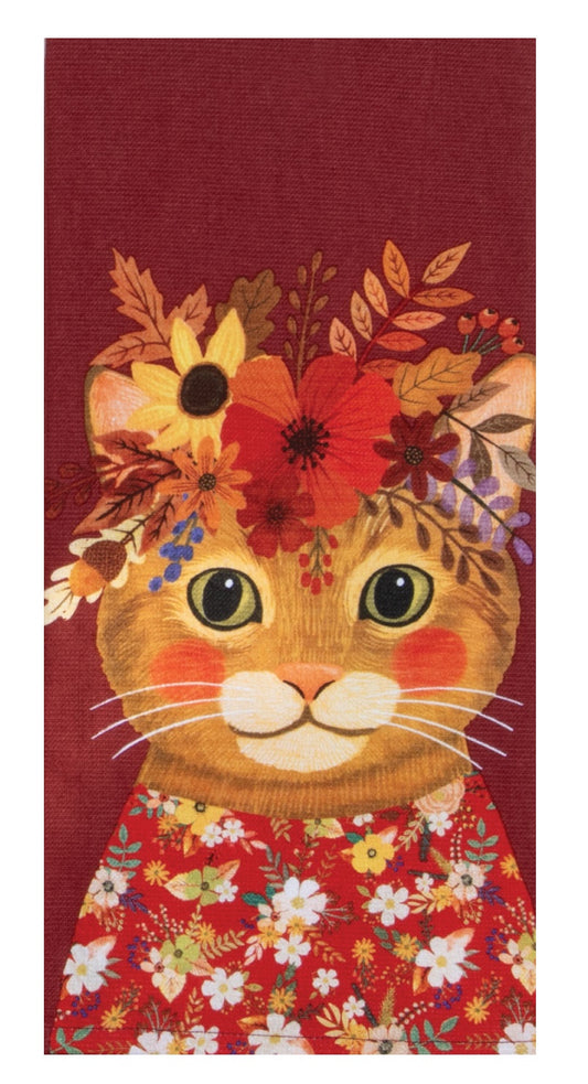 Autumn Floral Cat Towel | Kay Dee Designs