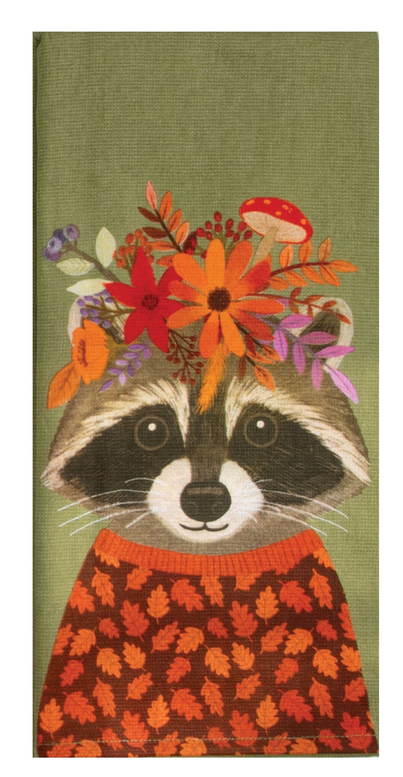 Autumn Floral Racoon Towel | Kay Dee Designs