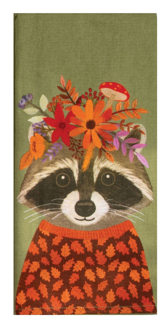 Autumn Floral Racoon Towel | Kay Dee Designs