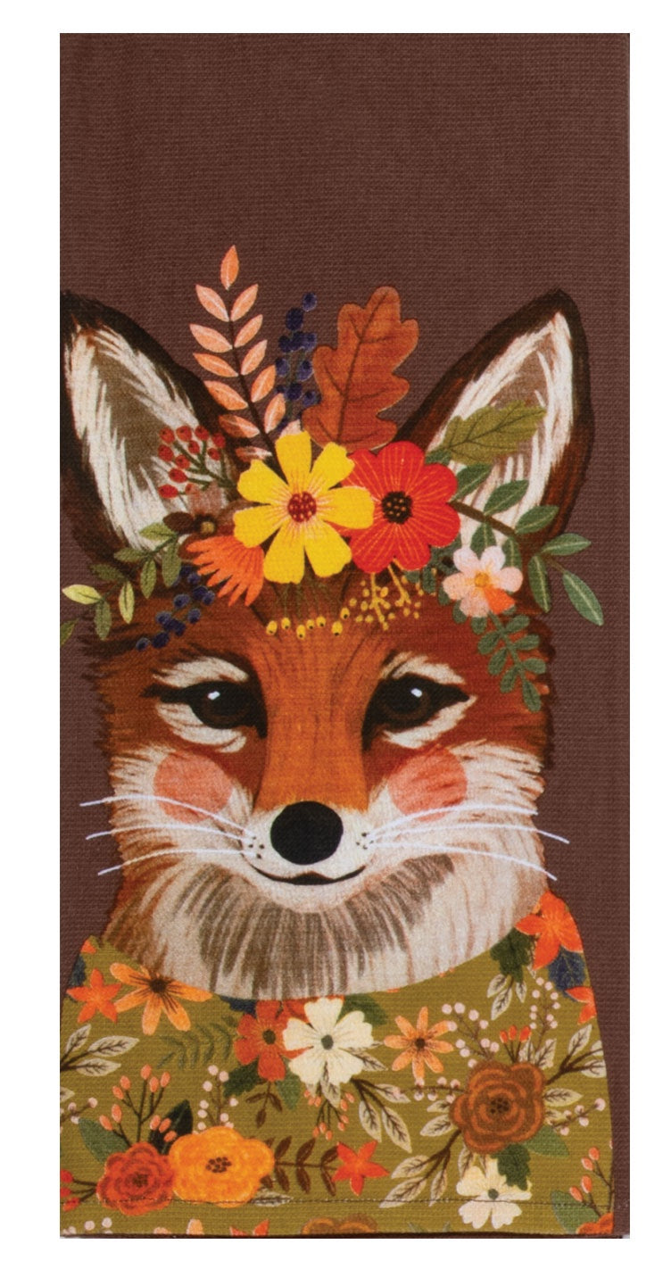 Autumn Floral Fox Towel | Kay Dee Designs