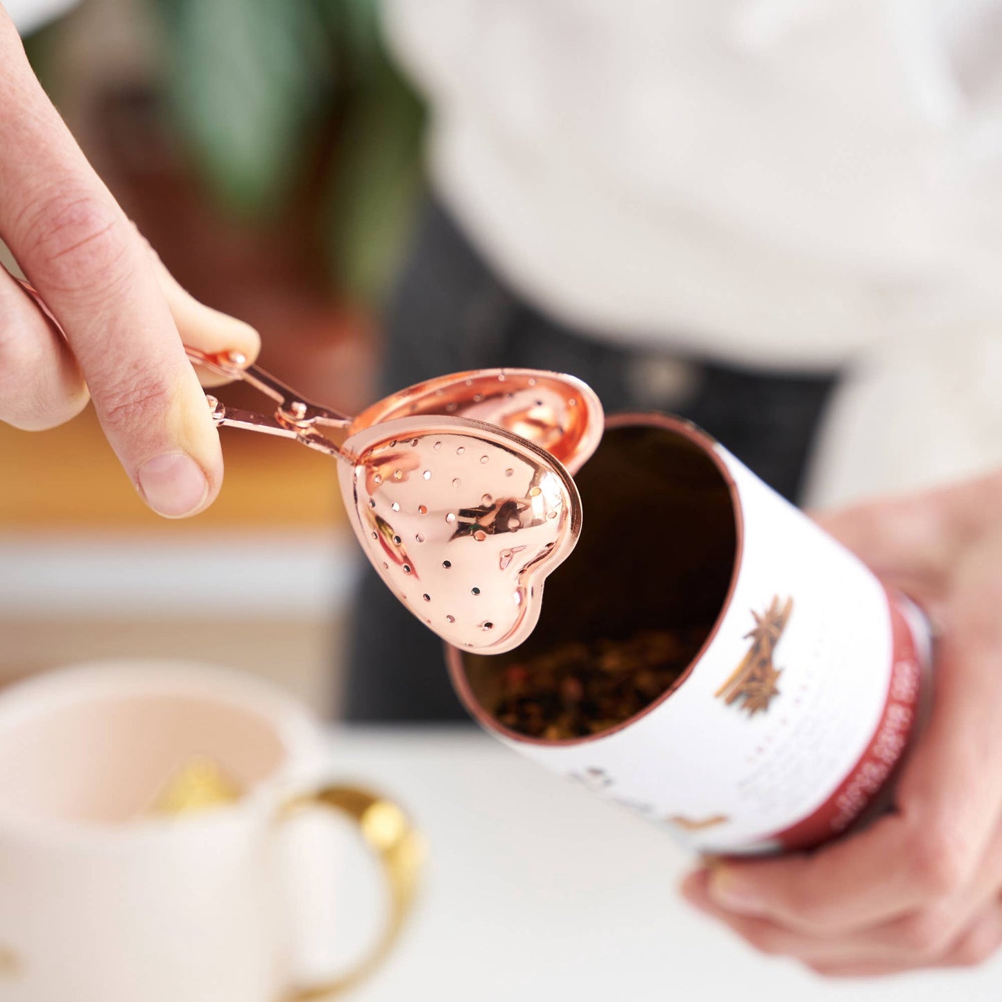 Rose Gold Plated Stainless Steel Heart Tea Infuser | Pinky Up