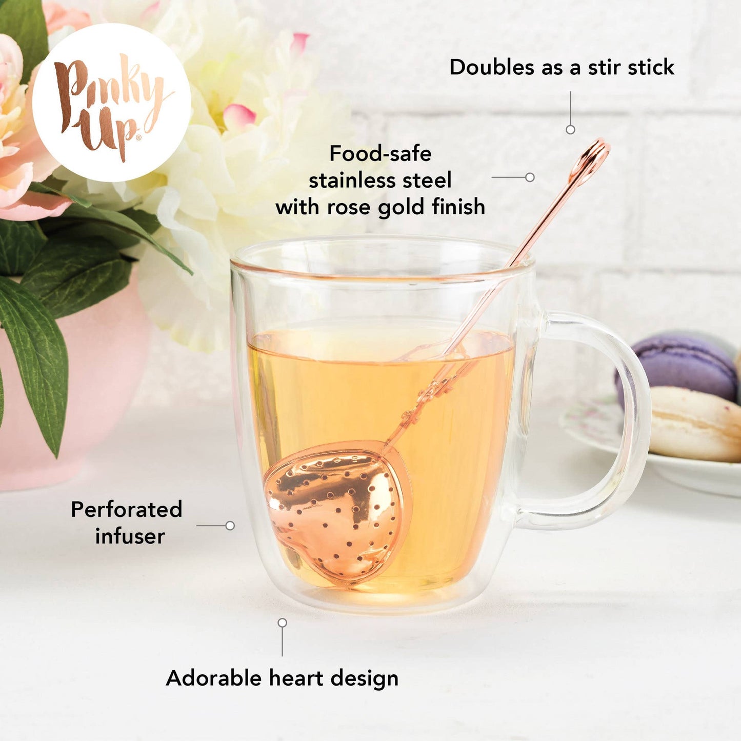 Rose Gold Plated Stainless Steel Heart Tea Infuser | Pinky Up