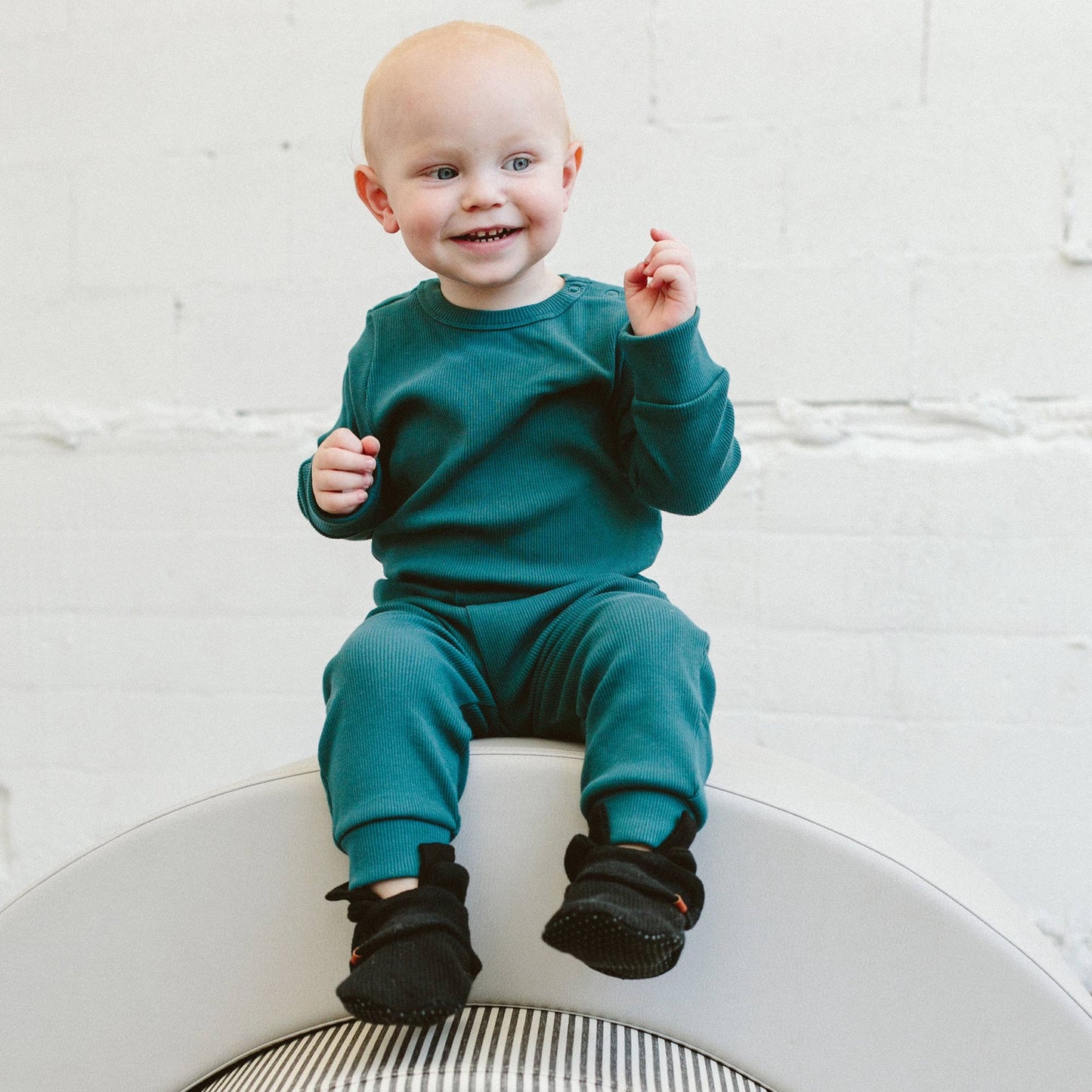 Hudson Teal Rib Pants | GoumiKids