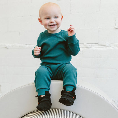 Hudson Teal Rib Pants | GoumiKids