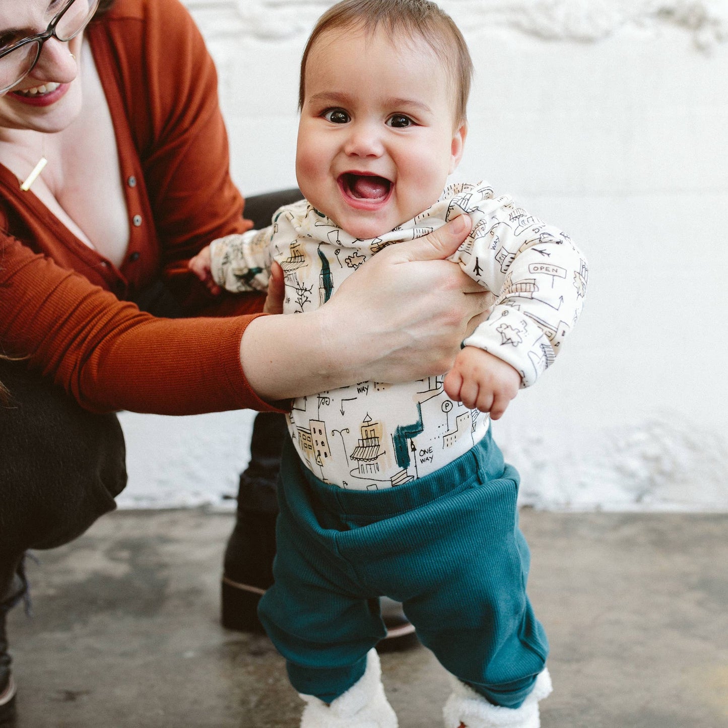 Hudson Teal Rib Pants | GoumiKids