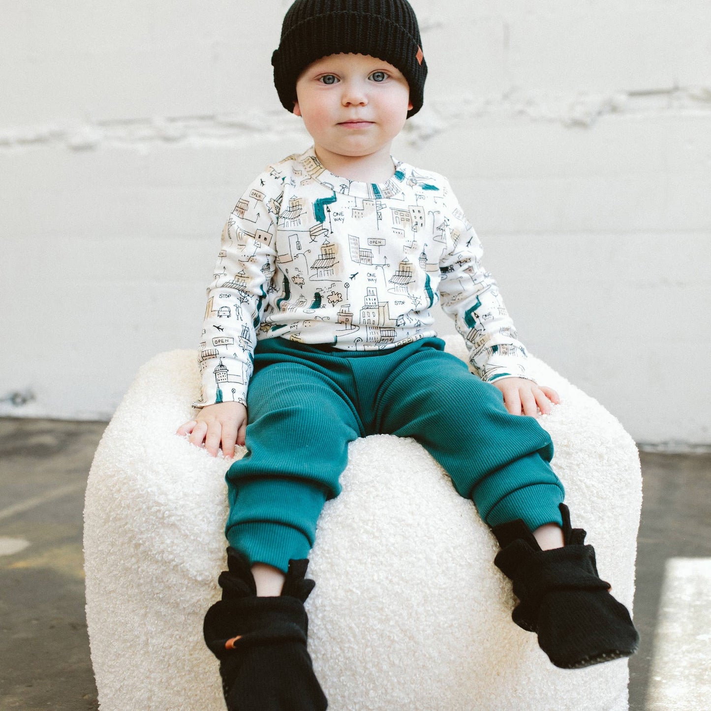 Hudson Teal Rib Pants | GoumiKids