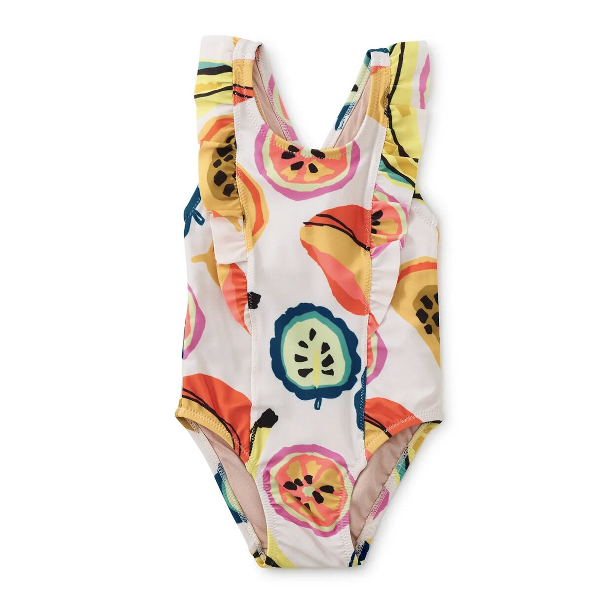 One-Piece Ruffle Swimsuit (Tropical Fruit) | Tea Collection