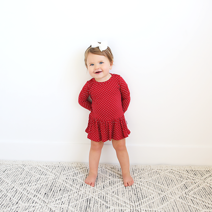 Ivy Red Dot Skirted Bodysuit | Gigi & Max
