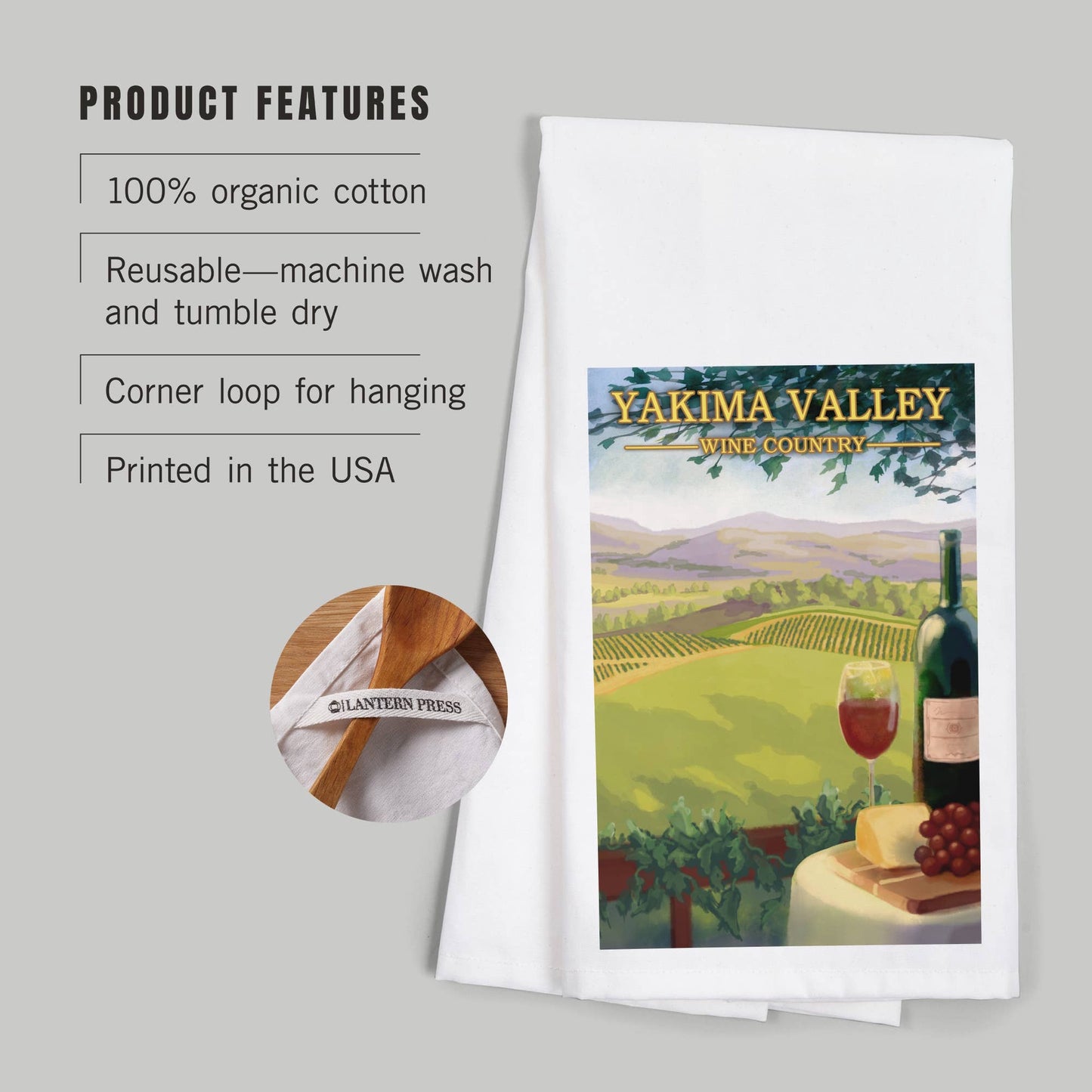 Yakima Valley Wine Country Tea Towel | Lantern Press